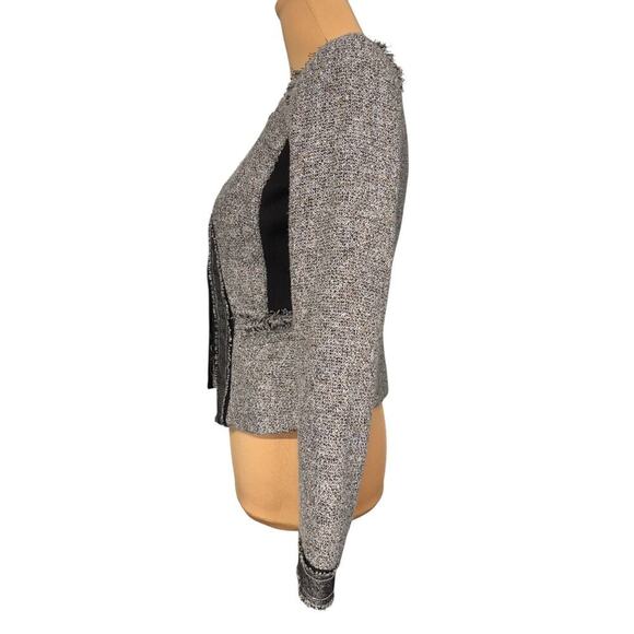 NWT WHBM‎ Belle Tweed Moto Jacket Black White Size 00 - Picture 9 of 13